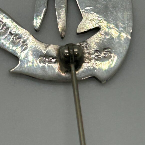 Vintage Sterling Silver Cat Brooch Pin 925 Mexico Handmade 2 Inches 1989 - Picture 10 of 11